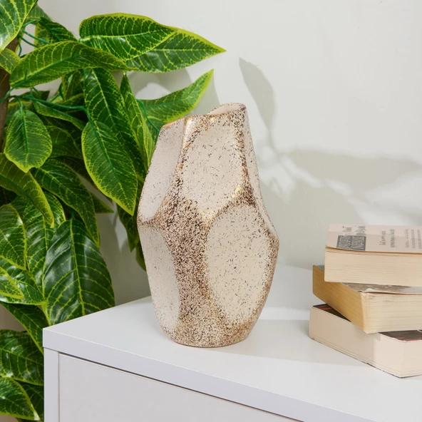 Deco Urthania Vazo - Bej / Gold - 25 cm ürün görseli 1