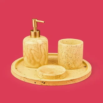 Bath Traverten Görünümlü Banyo Seti - Bej ürün görseli 1