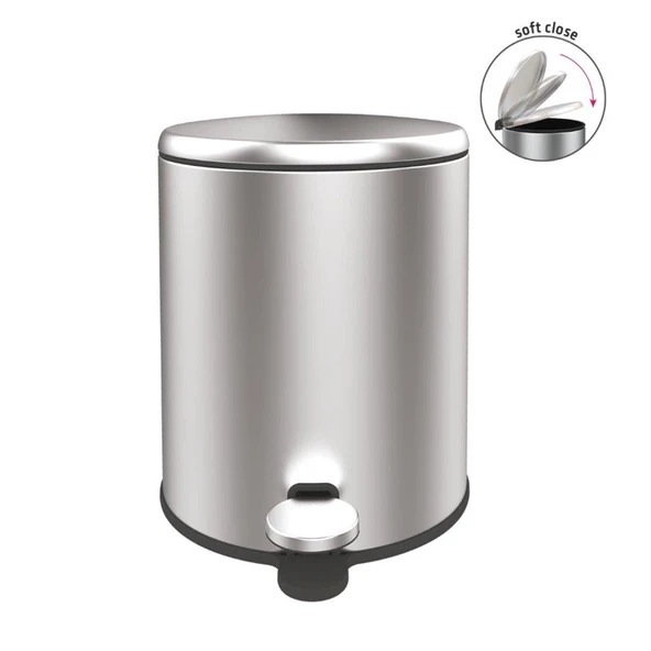 Cigo Paslanmaz Çelik Pedallı Banyo Çöp Kovası - Gri - 6 lt ürün görseli 1