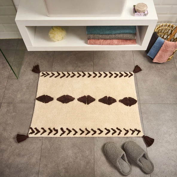 Soft Tufting Thek Banyo Paspası - Ekru - 60x90 cm ürün görseli 1