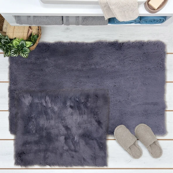 Soft Venüs Post 2'li Klozet Takımı - Antrasit - 60x100 cm + 50x60 cm ürün görseli 1