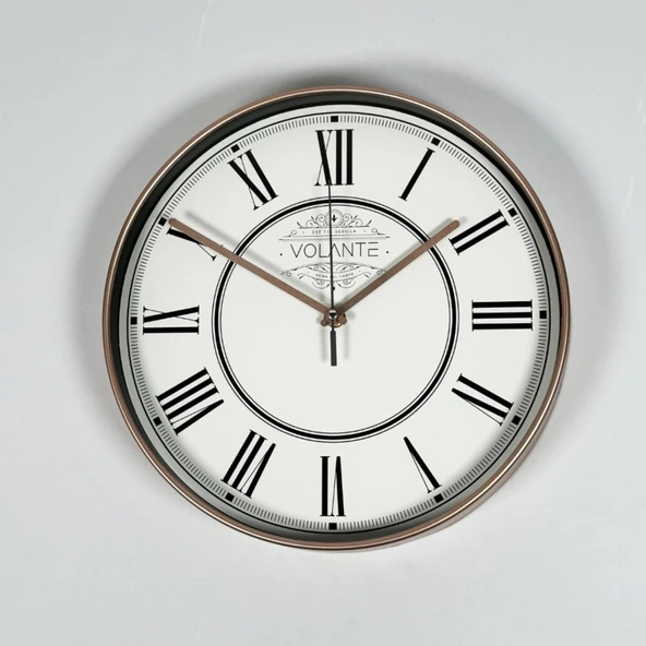 Elegant Duvar Saati - Bronz / Beyaz - 30 cm - Resim 3