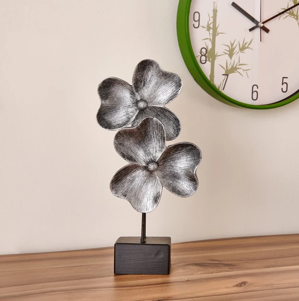 Deco Yonca Dekor - Gümüş / Siyah - 30 cm ürün görseli 1