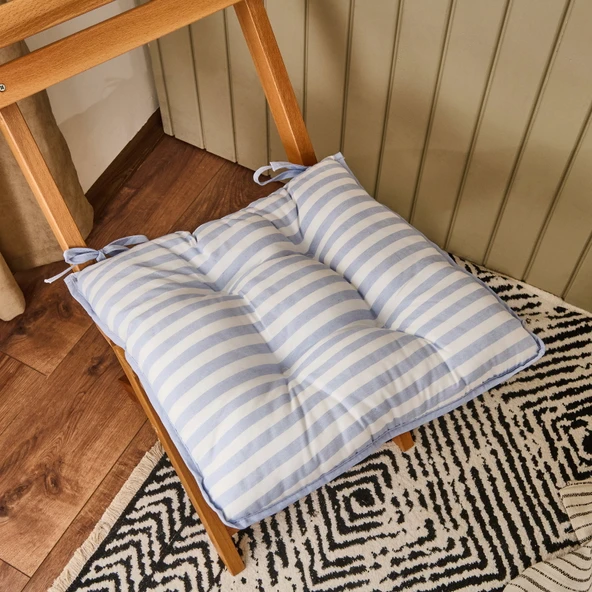 Soft Nautical Fun Sandalye Minderi - Ekru / Mavi - 43x43 cm ürün görseli 1