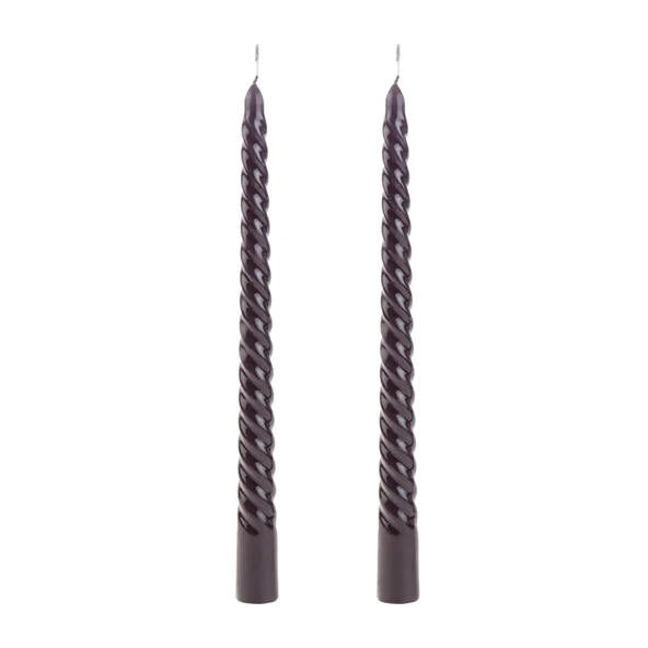 2'li Burgu Şamdan Mumu - Siyah - 25 cm - Resim 3