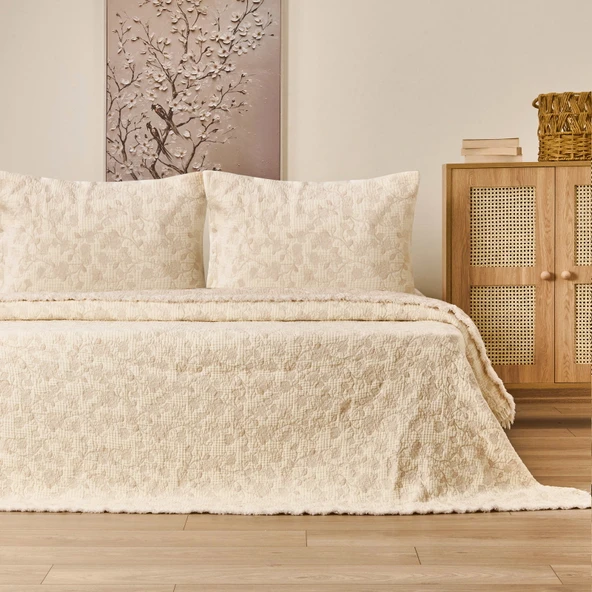 Soft Selimi Tek Kişilik Yatak Örtüsü Seti - Bej - 160x220 cm ürün görseli 1