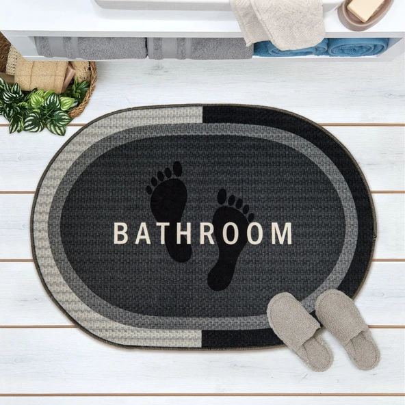 Soft Bathroom Oval Sihirli Banyo Paspası - Antrasit - 50x70 cm ürün görseli 1