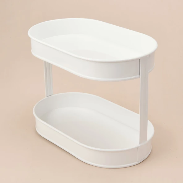 Bath 2 Katlı Oval Organizer - Beyaz - 32,5x19 cm ürün görseli 1