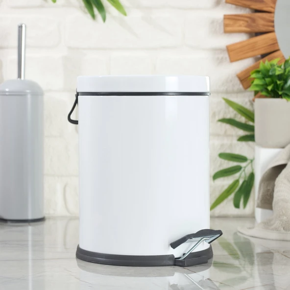 Bath Pedallı Çöp Kovası - Beyaz - 5 lt ürün görseli 1