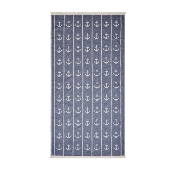 Soft Çapa Desenli Peştemal - Mavi - 90x160 cm ürün görseli 1