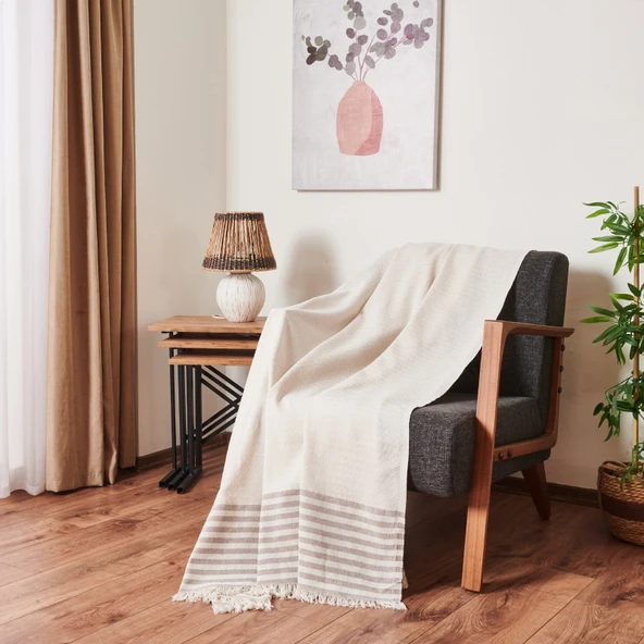 Soft Natürel Koltuk Örtüsü - Ekru - 180x210 cm ürün görseli 1