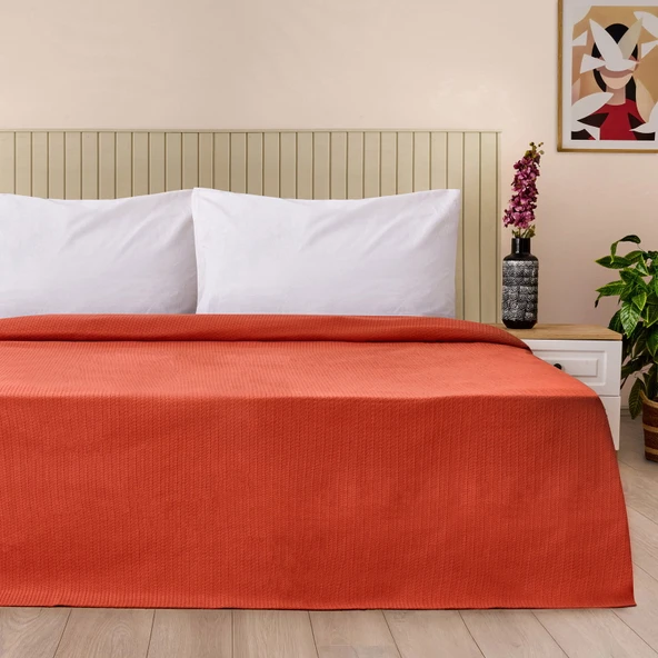 Soft Terra Çift Kişilik Pike - Kiremit - 200x220 cm ürün görseli 1