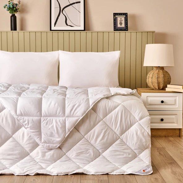 Soft Tek Kişilik Microfiber Yorgan - Beyaz - 155x215 cm ürün görseli 1