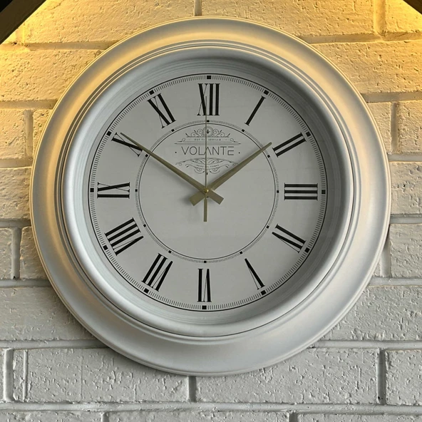 Rustik Duvar Saati - Beyaz - 45 cm - Resim 2