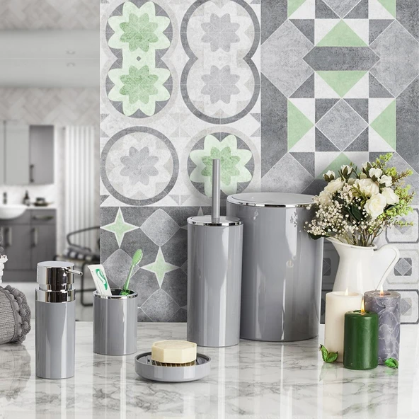 Lenox 5'li Banyo Aksesuar Set - Gri ürün görseli 1