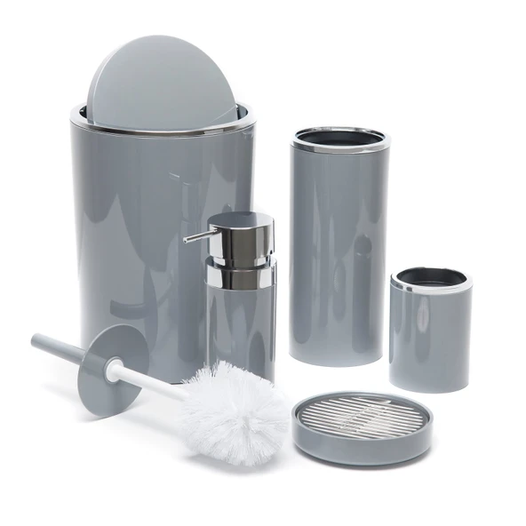 Lenox 5'li Banyo Aksesuar Set - Gri - Resim 3