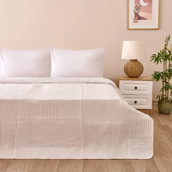 Soft Arven Çift Kişilik Yatak Örtüsü - Beyaz - 260x250 cm ürün görseli 1