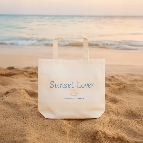 Soft Sunset Lover Çanta - Ekru - 50x45 cm ürün görseli 1