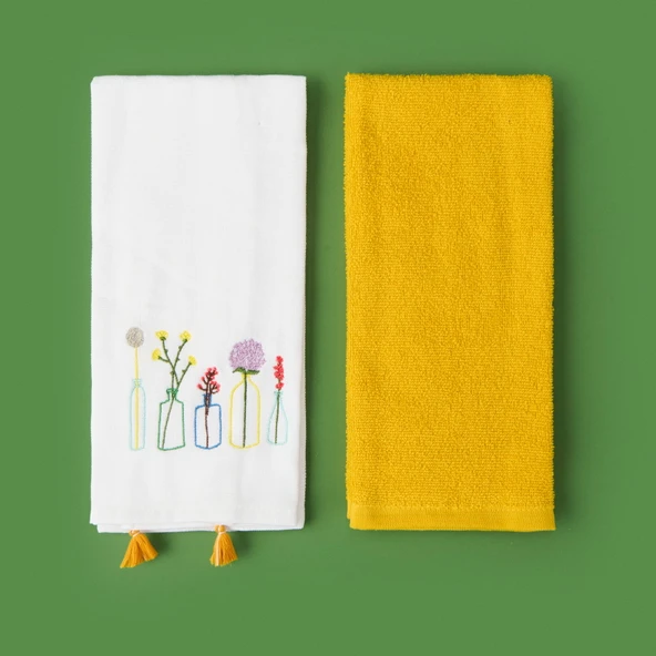 Soft Flo 2'li Mutfak Havlusu - Renkli - 40x60 cm ürün görseli 1