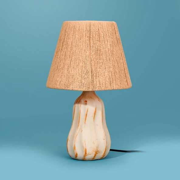 Light Santa Fe Seramik Abajur - Krem / Somon - 40x40x20 cm ürün görseli 1