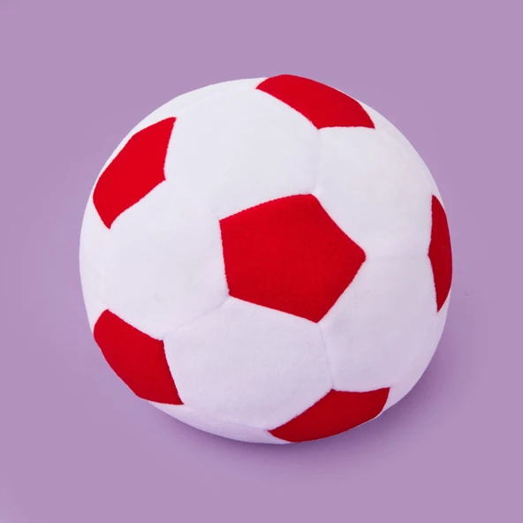 Soft Futbol Topu Figürlü Yastık - Beyaz / Kırmızı - 30x30 cm ürün görseli 1