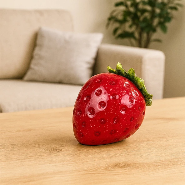 Deco Strawberry Dekor - Kırmızı - 10 cm ürün görseli 1
