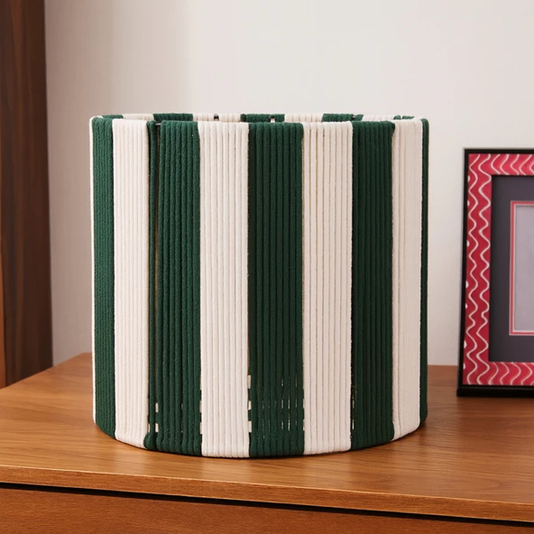 Living Nautical Fun Silindir Dekoratif Sepet - Beyaz / Yeşil - 30x30 cm ürün görseli 1