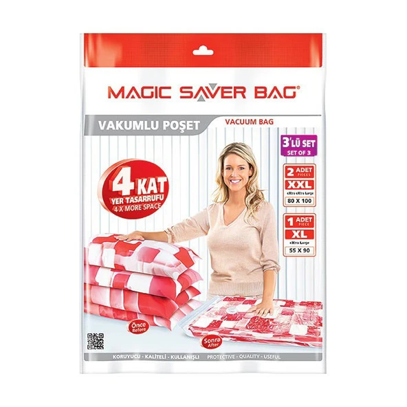 Saver Bag 3'lü Vakumlu Saklama Poşeti ürün görseli 1