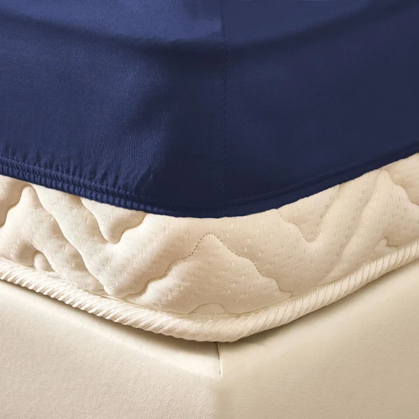 Soft Basic Çift Kişilik Lastikli Çarşaf - Lacivert - 180x200 cm - Resim 2