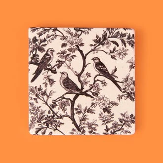 Kitchen Kuşlar Taş Bardak Altlığı - Renkli - 10x10 cm ürün görseli 1