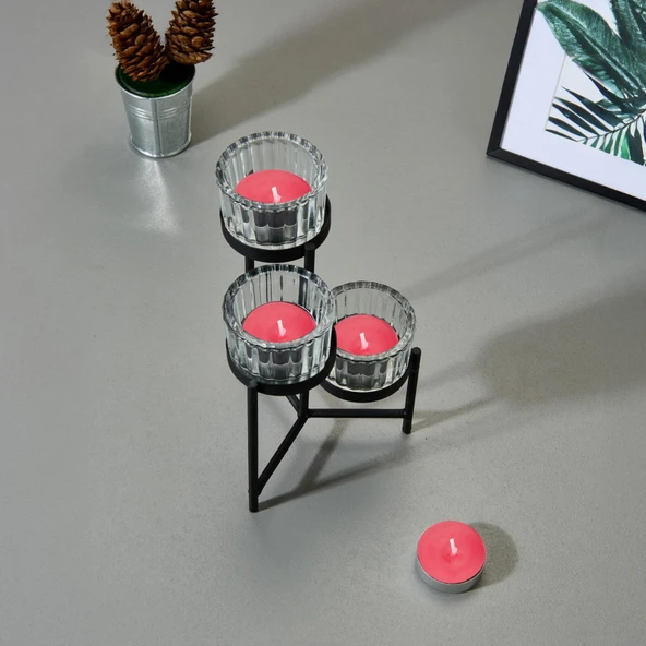 25'li Tealight Mum - Kırmızı - 3,8 cm - Resim 2
