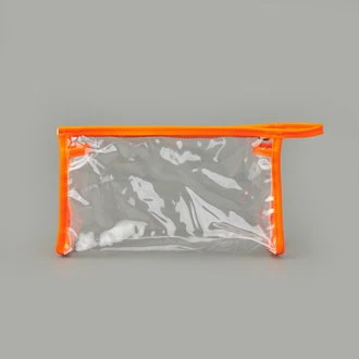 Fosforlu XL PVC Kozmetik Çantası - Şeffaf / Sarı - 16x26 cm ürün görseli 1