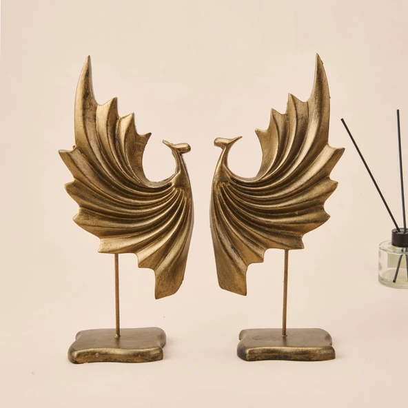 Deco Dragon 2'li Dekor - Gold - 32 cm - Resim 2