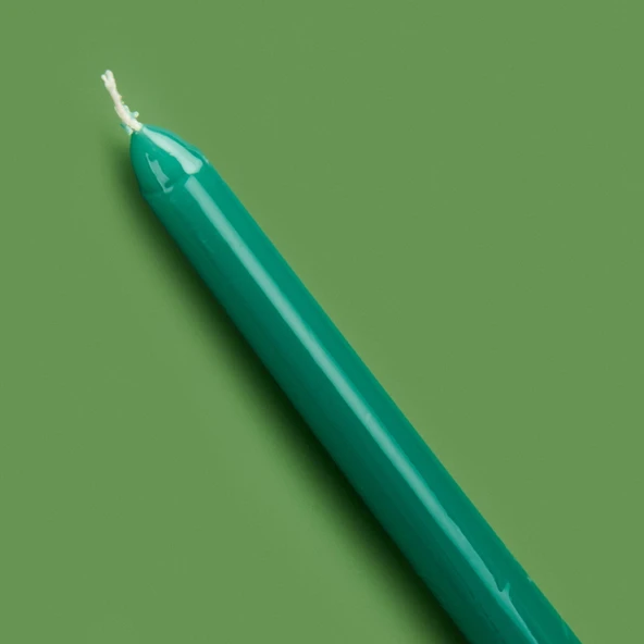 4'lü Düz Şamdan Mumu - Yeşil - 25 cm - Resim 3