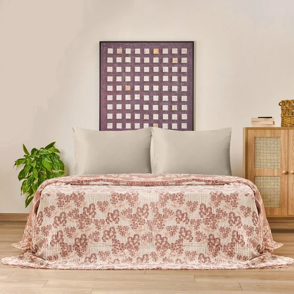 Soft Belloria Çift Kişilik Yatak Örtüsü - Kiremit - 220x255 cm ürün görseli 1