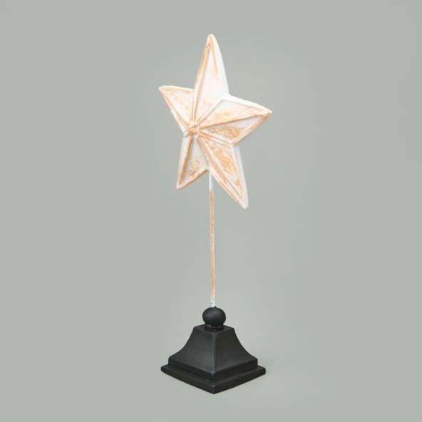 Deco Star Dekor - Beyaz / Gold - 33 cm - Resim 2