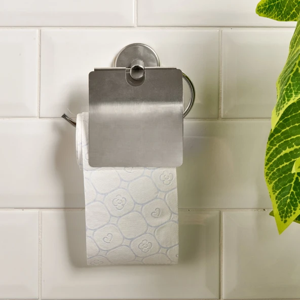 Lüx Geniş Kapaklı Kağıtlık - Krom - 13x5x12,3 cm ürün görseli 1