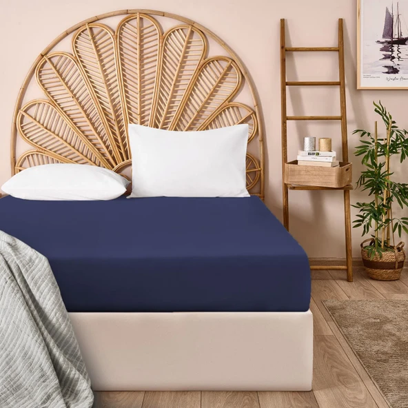 Soft Basic Çift Kişilik Lastikli Çarşaf - Lacivert - 180x200 cm ürün görseli 1