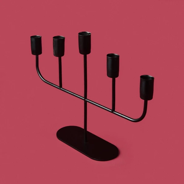 Deco Lucetta Şamdan - Siyah - 23 cm - Resim 3