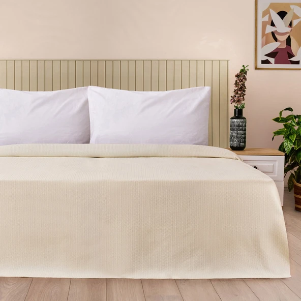 Soft Luna Çift Kişilik Pike - Krem - 200x220 cm ürün görseli 1