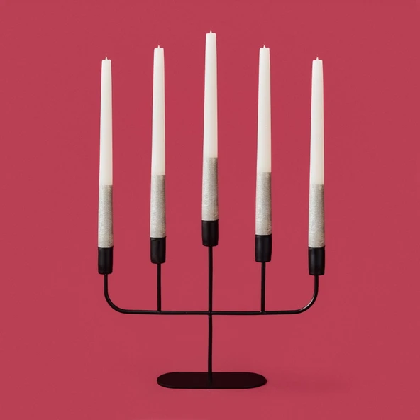 Deco Lucetta Şamdan - Siyah - 23 cm - Resim 2