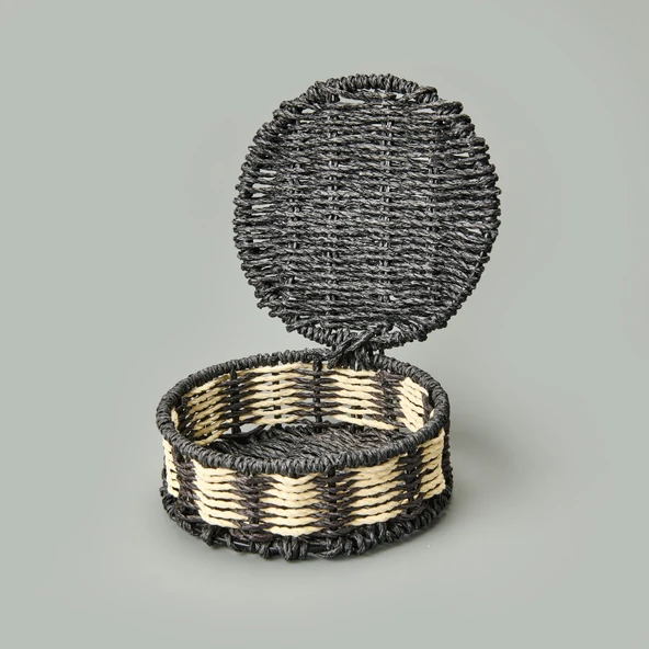 Living Elegant Curves Dekoratif Saklama Kutusu - Siyah / Beyaz - 15x5 cm ürün görseli 1
