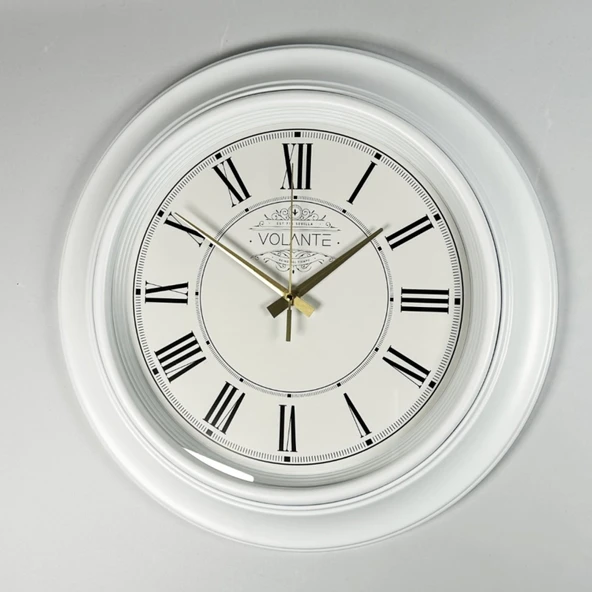 Rustik Duvar Saati - Beyaz - 45 cm - Resim 3