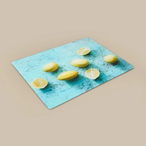 Limon Desenli Cam Kesme Tahtası - Renkli - 30x40 cm ürün görseli 1