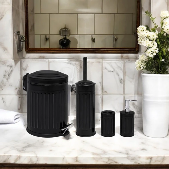 Bath Vintage 4'lü Banyo Seti - Siyah ürün görseli 1