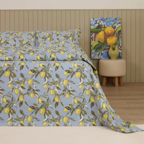 Soft Fresco Çift Kişilik Pike Takımı - Mavi ürün görseli 1