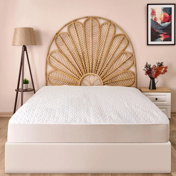 Soft Kapitoneli Sıvı Geçirmez Fitted Çift Kişilik Alez - Beyaz - 160x200 cm ürün görseli 1