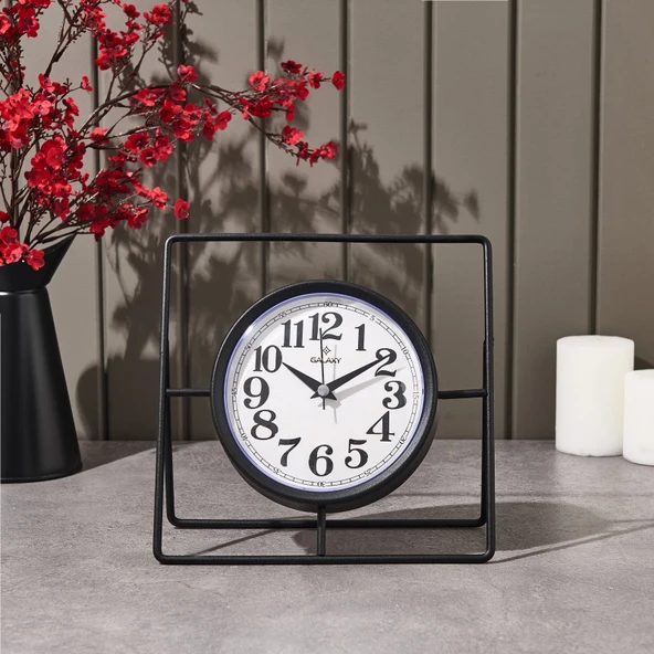 Metal Dikdörtgen Yuvarlak Masa Saati - 24 cm ürün görseli 1