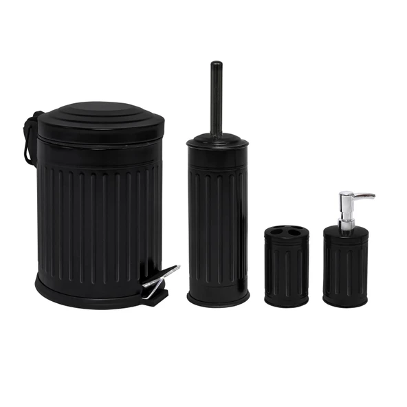 Bath Vintage 4'lü Banyo Seti - Siyah - Resim 2