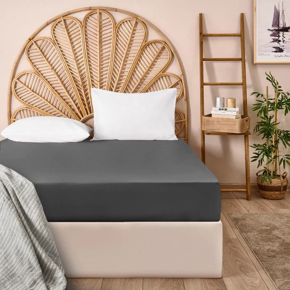 Soft Basic Tek Kişilik Düz Kenar Çarşaf - Antrasit - 160x240 cm ürün görseli 1